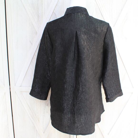 Allison Daley Black Button Front Blouse 8 - Picture 6 of 12